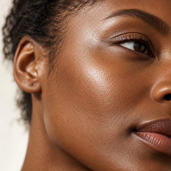 Close-up of natural skin texture and cheekbone