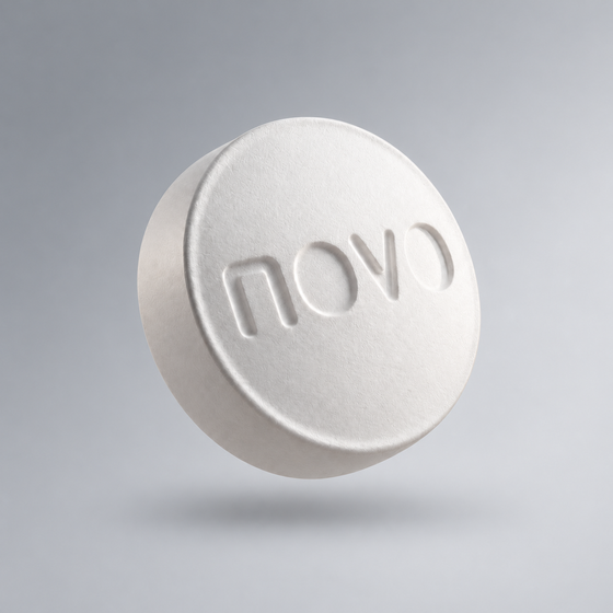 Wegovy pill illustrative product image on a soft gray gradient